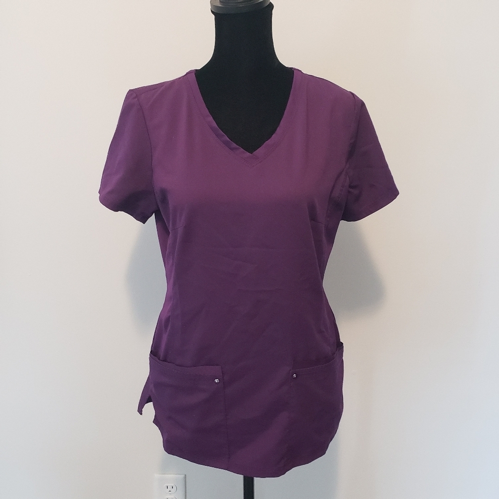 Purple Label‎ by Healing Hands Women's Juliet V-Neck Yoga Scrub Top Size XS